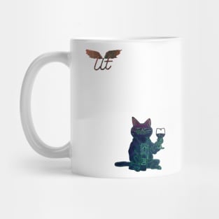 LitQ - Cute cat drinks wine on Valentine's Day anime art vibe Mug